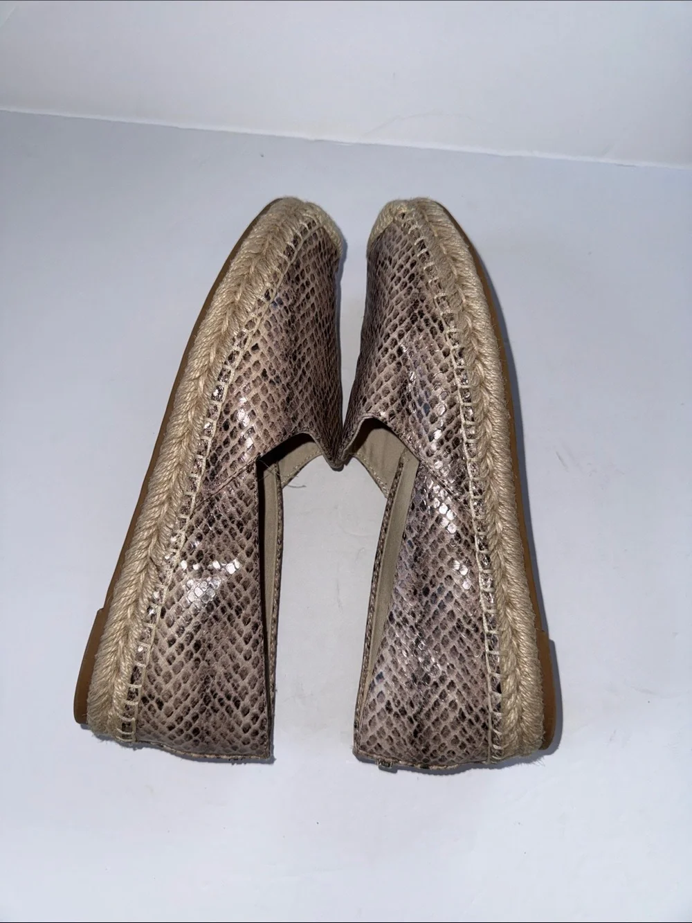 Sam Edelman Taupe Snake-Print Espadrille Flats